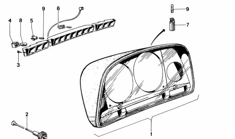 Cable de ajuste del cuadro de instrumentos OEM 62111366740 para BMW E12. Original BMW.