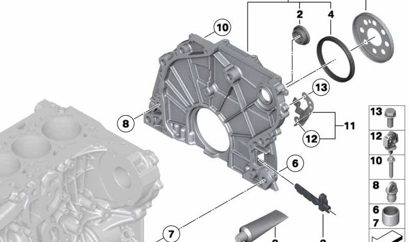 Sensor de Revoluciones del Cigüeñal para BMW E81, E82, E87N, E88, F20, F21, F22, E90, E91, E92, E93, F30, F31, F34, F32, F33, F36, E60, F07, F10, F11, E84, E83, F25, F15, y MINI R55, R56, R57, R58, R59, R60, R61 (OEM 13627805188). Original BMW.