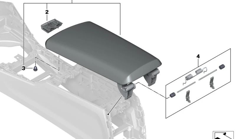 Center Armrest Latch Cover for BMW 2 Series G42 G87, 3 Series G20 G21 G28 G80 G81, 4 Series G22 G23 G26 G82 G83 (OEM 51169483595). Original BMW.