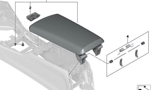 Tapa reposabrazos central para BMW Serie 2 G42, Serie 3 G20, G21, G28, Serie 4 G22, G23, G26 (OEM 51165A1F339). Original BMW