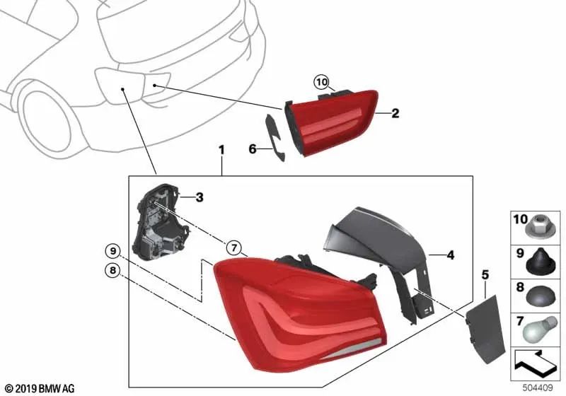 Cubierta de canalón de agua izquierda para BMW Serie 1 F20N, F21N (OEM 63217424493). Original BMW