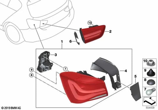 Cubierta de canalón de agua izquierda para BMW Serie 1 F20N, F21N (OEM 63217424493). Original BMW