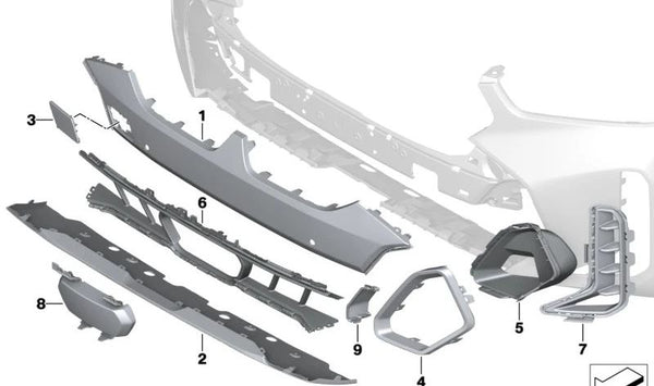 Rejilla decorativa central izquierda para BMW X6 G06N (OEM 51115A370D5). Original BMW