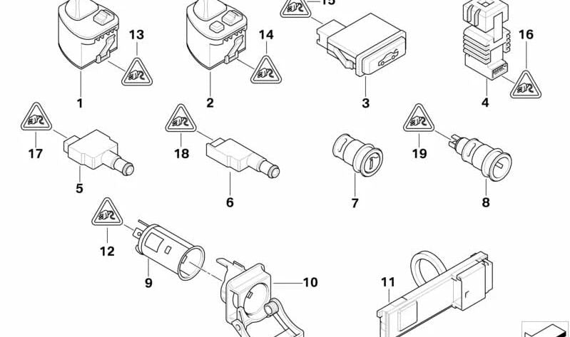 Interruptor de ajuste de espejos para BMW Serie 3 E46 (OEM 61318373692). Original BMW