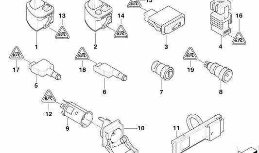 Interruptor de ajuste de espejos para BMW Serie 3 E46 (OEM 61318373692). Original BMW