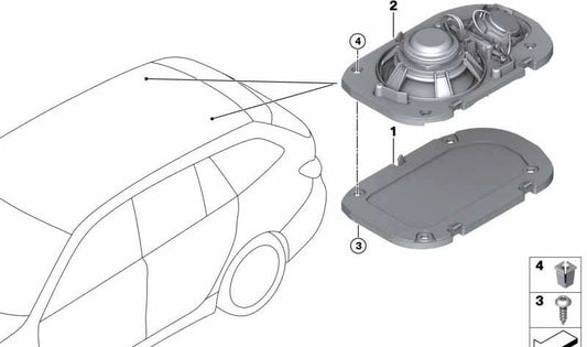 Soporte de altavoz Top-Hifi derecho para BMW Serie 3 G21, G81 (OEM 65132622488). Original BMW