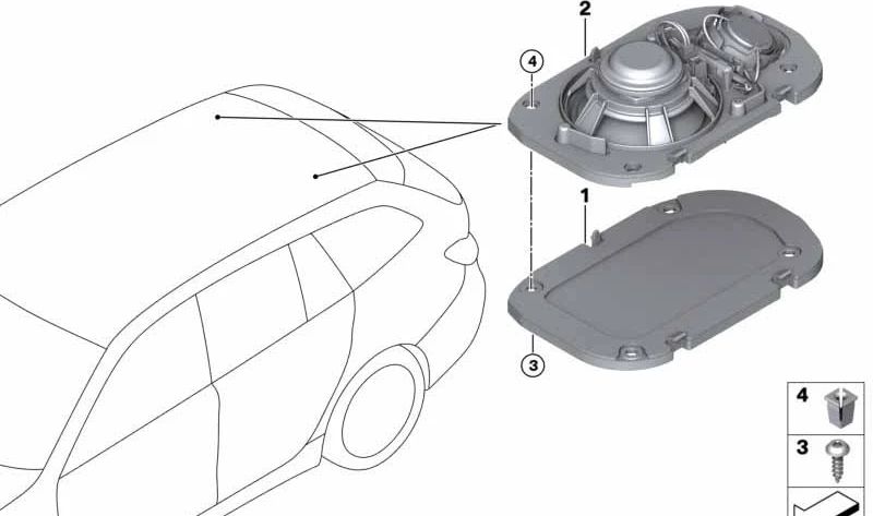 Soporte altavoz Top-HiFi izquierdo OEM 65132622487 para BMW G21, G80, G81. Original BMW.