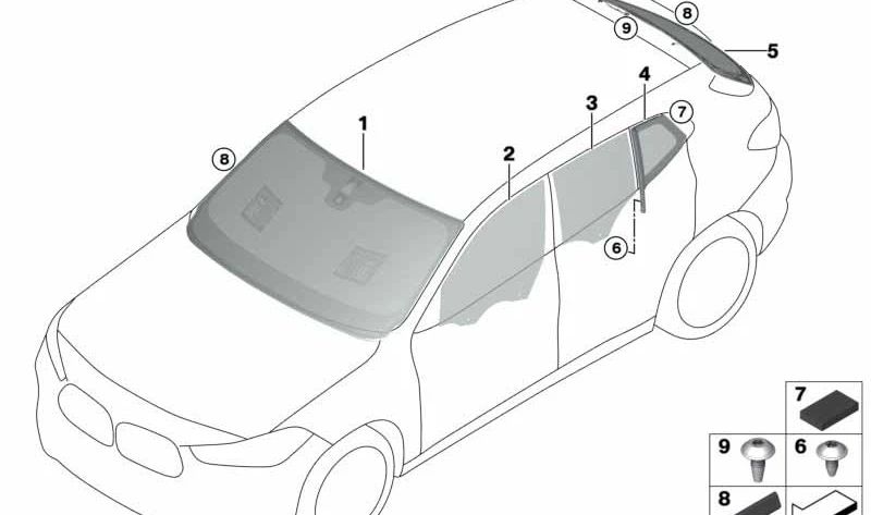 Rear Window for BMW F39 (OEM 51317423859). Genuine BMW