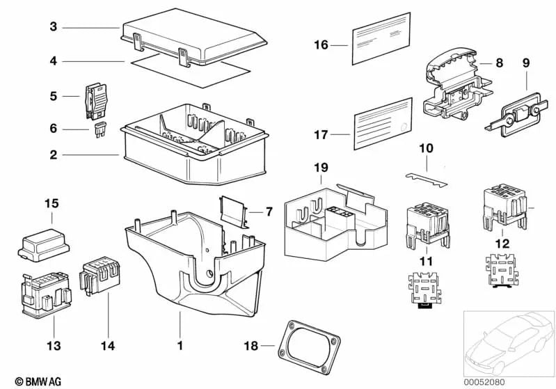 Pegatina Caja de Fusibles para BMW Serie 8 E31 (OEM 61138364081). Original BMW.