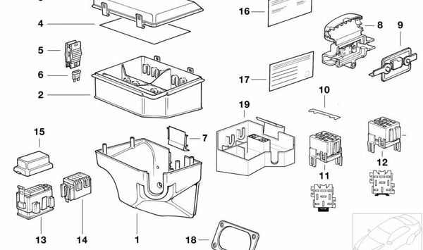 Caja de fusibles para BMW E31 (OEM 61318367250). Original BMW.