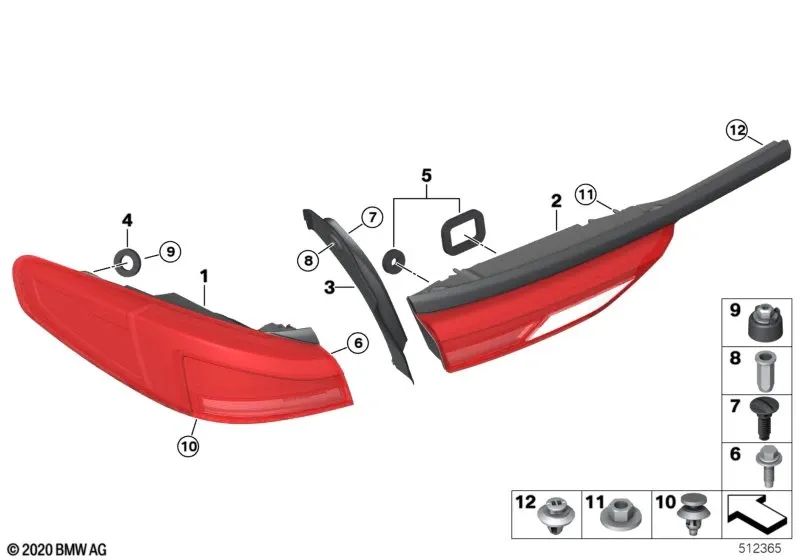 Side tail light gasket for BMW F44 (OEM 63219446993). Genuine BMW