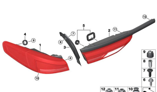 Vedação da luz traseira da porta traseira OEM 63219446995 para BMW F44 (Série 2 Gran Coupe). BMW originais.