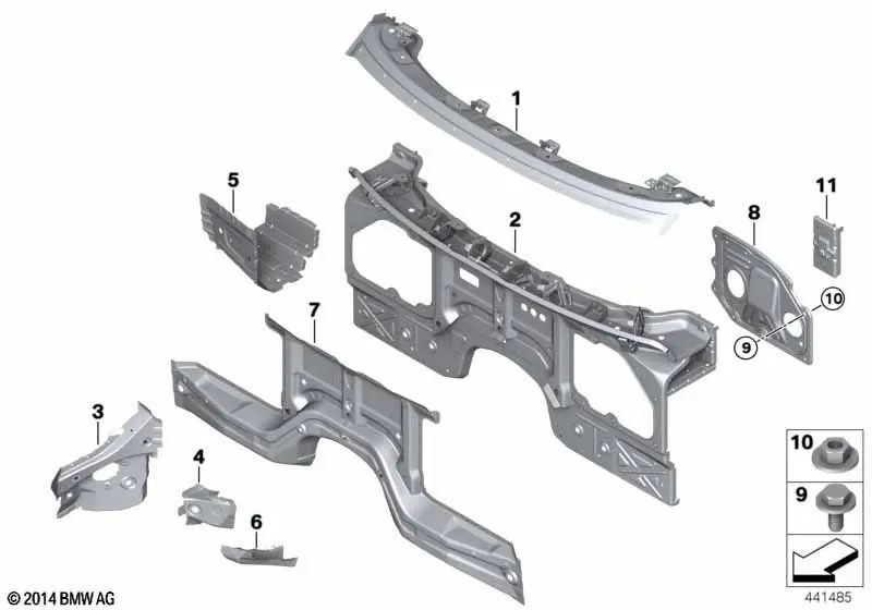 Panel Frontal para BMW X5 E70, E70N, X6 E71, E72 (OEM 41117174368). Original BMW