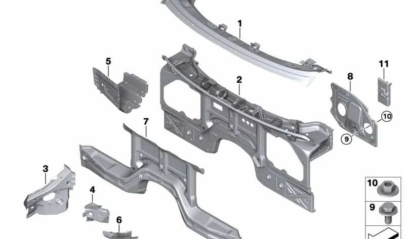 Right support reinforcement for BMW X5 E70, F15, F85, X6 E71, E72, F16, F86 (OEM 41117174330). Original BMW