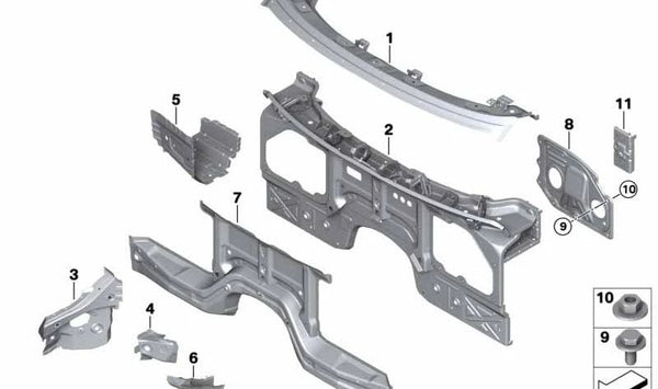 Refuerzo soporte derecho para BMW X5 E70, F15, F85, X6 E71, E72, F16, F86 (OEM 41117174330). Original BMW