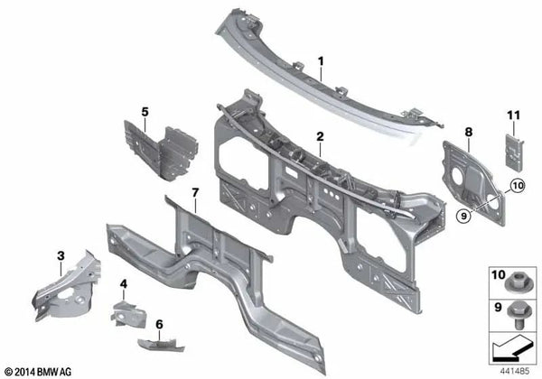 Pared divisoria derecha del compartimento del motor para BMW X5 E70, F15, F85, X6 F16, F86 (OEM 41117180942). Original BMW