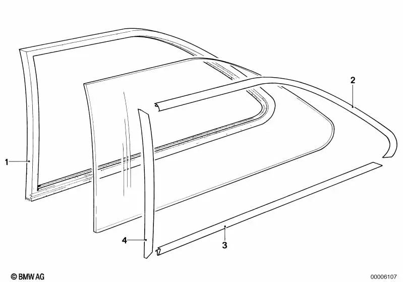 Rechte Heckscheibenversiegelung für BMW 3 E21 -Serie (OEM 51361881488). Original BMW