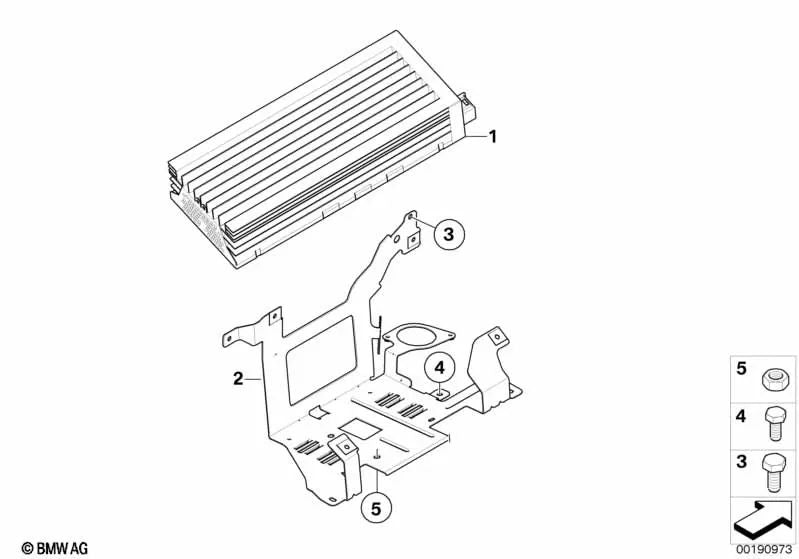 Individueller Audiosystem-Verstärker für BMW 3er E90, E91, E92, E93; Serie 5 E60, E61; Serie 6 E63, E64 (OEM 65128054808). Original BMW