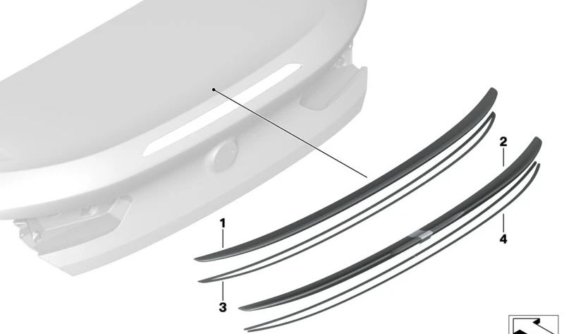 Cinta adhesiva para alerón trasero OEM 51628080091 para BMW F93 (M8 Gran Coupé). Original BMW.