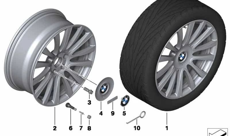 Llanta de aleación Orbitgrey OEM 36118091912 para BMW F06, F12, F13. Original BMW.