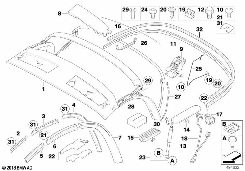 Carril trasero izquierdo para BMW Z4 E85 (OEM 54317043903). Original BMW