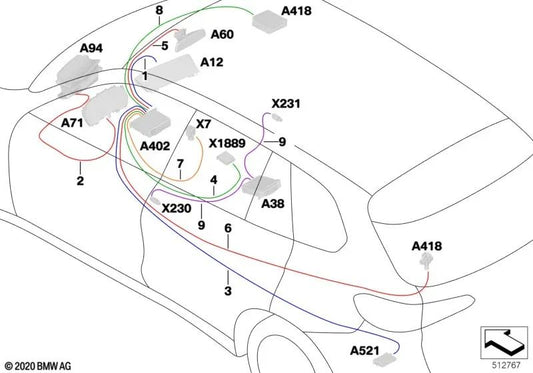 Módulo de Reparación Entretenimiento Asiento Trasero para BMW F95, G05, G18, F96, G06, G07 (OEM 61119839489). Original BMW