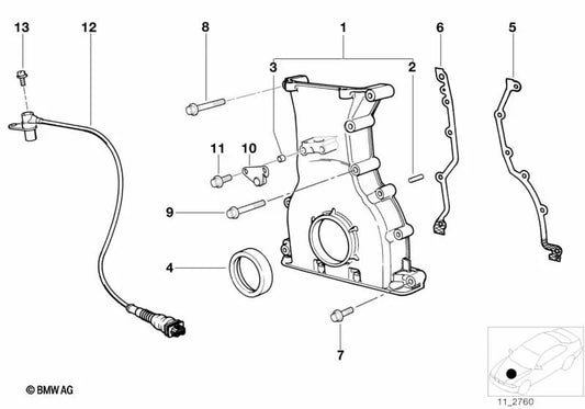 BMW E36 Couverture de la chaîne (OEM 11141404810). BMW d'origine.