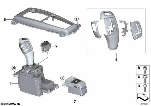 Selector de cambio para BMW X5 E70, E70N, X6 E71, E72 (OEM 61319228591). Original BMW