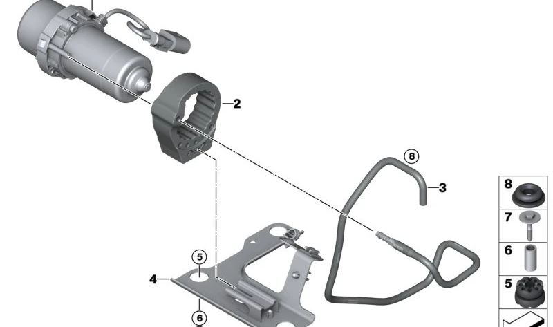 Vakuumpumpenunterstützung OEM 34336860882 für BMW G30, G31, G38, G11, G12. Original BMW.