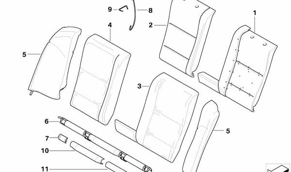 Revestimiento de Listón Exterior de Tela para BMW Serie 5 E60, E60N (OEM 52206965196). Original BMW.