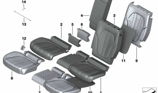 Funda Base Asiento de Cuero para BMW X5 G05, X7 G07 (OEM 52208493656). Original BMW