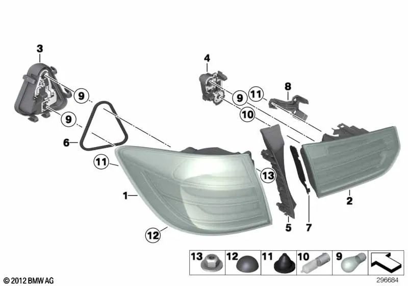 Abrazadera izquierda para BMW F30, F31, F35, F80 (OEM 63217313419). Original BMW