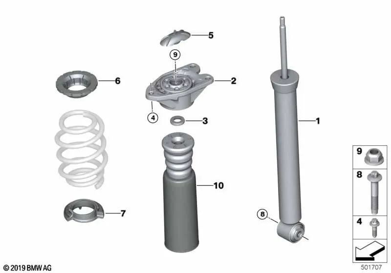 Heck -Stoßdämpfer für mehrere BMW -Modelle/-serien (OEM 33506897390). Original BMW.