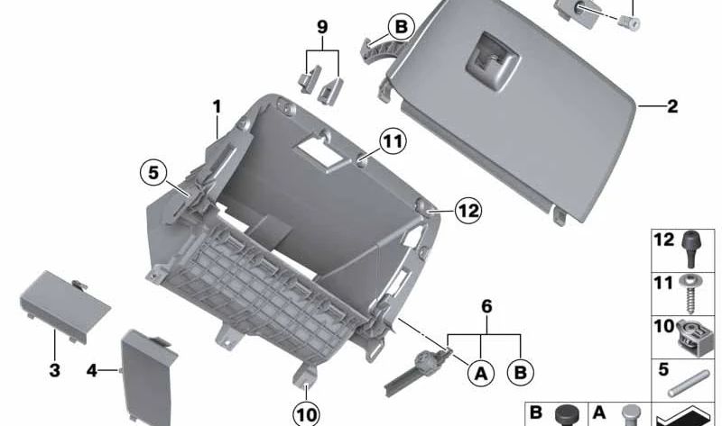 Tapa del Guantera para BMW X3 F25, X4 F26 (OEM 51166839004). Original BMW