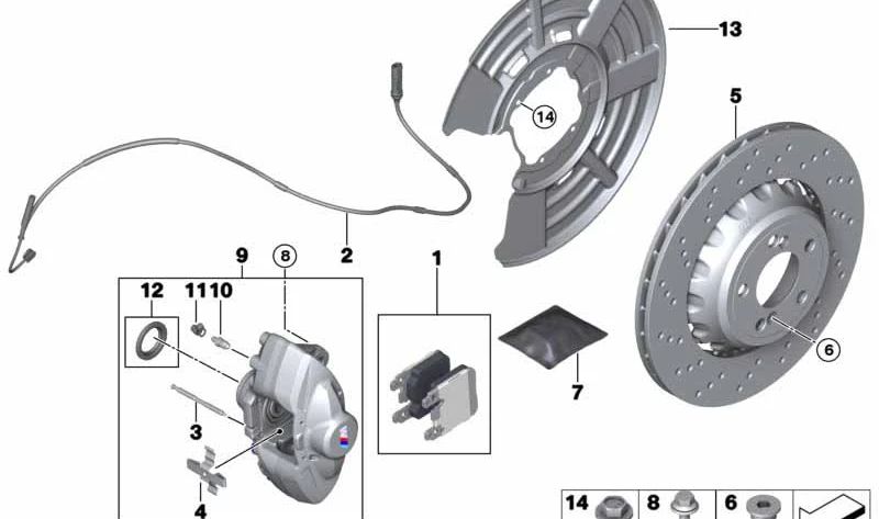 Asbestos-free brake pad set OEM 34219502903 for BMW (Compatible models: F87, F87 M2). Original BMW.