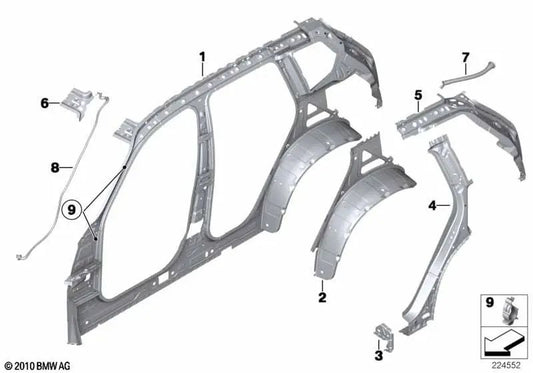 Pilar D interior izquierdo para BMW F25 (OEM 41007267331). Original BMW