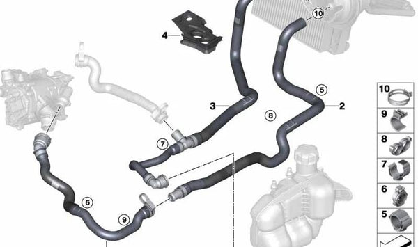 Tubo de refrigerante Adelanto 2 para BMW Serie 1 F40, F52, Serie 2 F44, F45N, F46, F46N, X1 F48, F49N, X2 F39, MINI F54, F55, F56, F57, F60 (OEM 64216832802). Original BMW