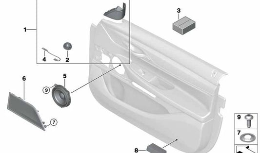 OEM-Lautsprecher 65136824621 des High-End-Soundsystems für BMW F90, G30, G31, G38. Original BMW.