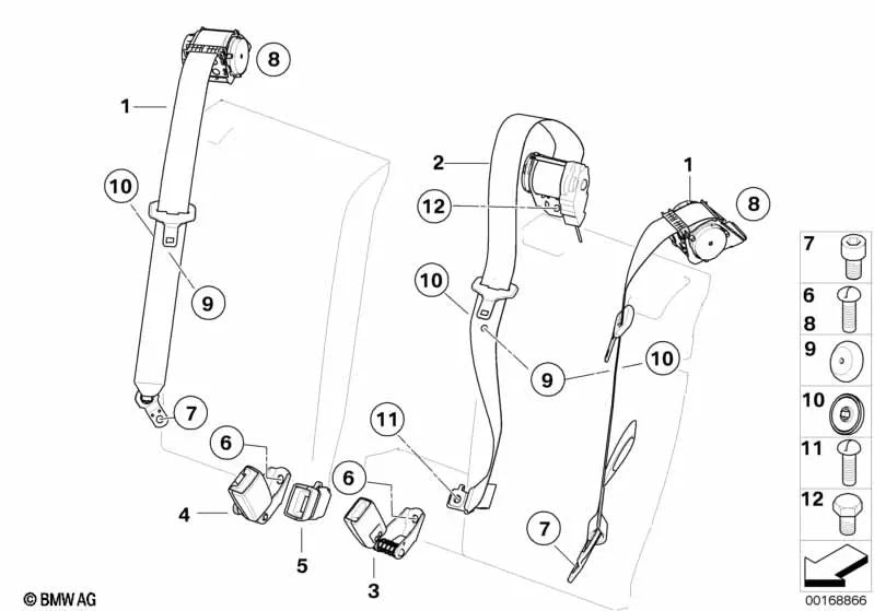 Correa inferior trasera izquierda para BMW E83, E83N (OEM 72113448369). Original BMW