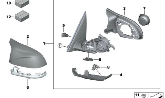 Erwärmen linker Außenspiegel mit OEM -Speicher 51168078737 für BMW G01, F97. Original BMW.