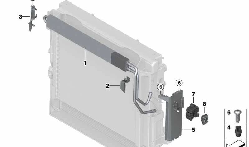 Radiador de dirección asistida OEM 17218515777 para BMW E70, E71, F15, F16, F85, F86. Original BMW.