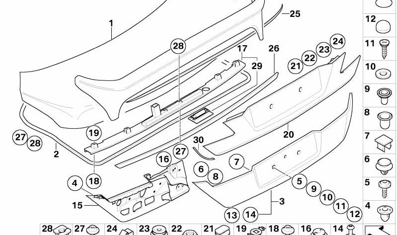 Embellecedor portón trasero para BMW E65, E66 (OEM 51137042936). Original BMW