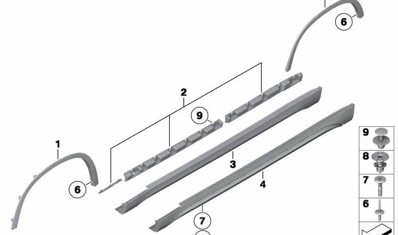 Cubierta del faldón lateral izquierda para BMW E84 (OEM 51772990169). Original BMW