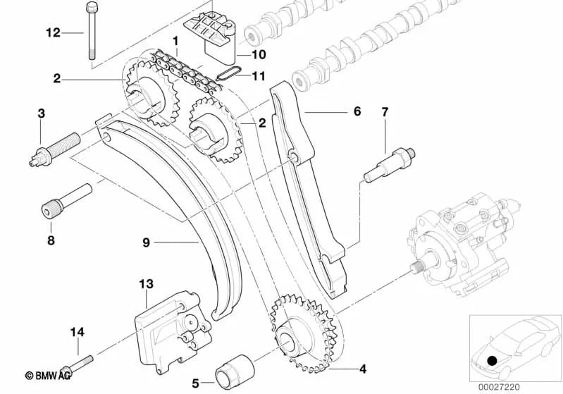 Cadena de distribución para BMW E46, E39, E38, E53 (OEM 11312248728). Original BMW