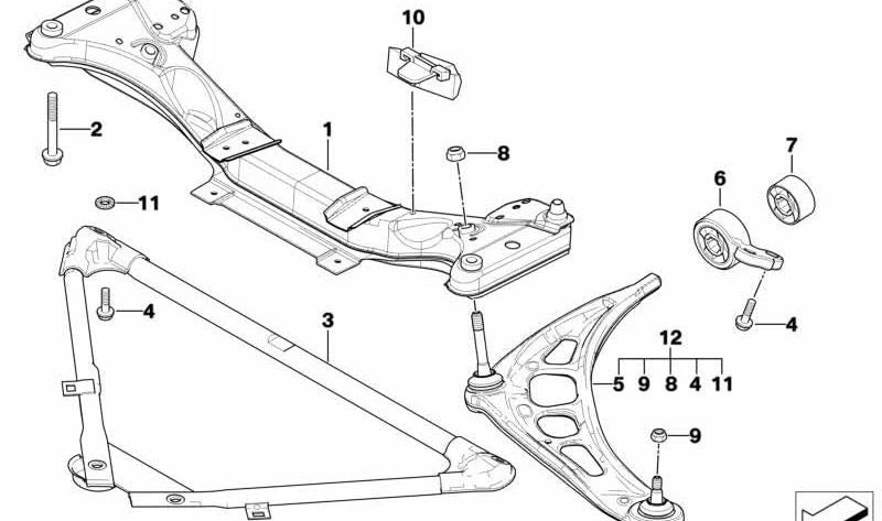 Kit de reparación de brazo de suspensión (lado izquierdo) OEM 31122343359 para BMW E46. Original BMW