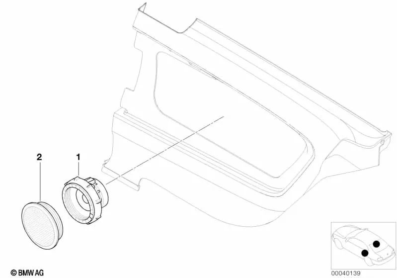 Rejilla de altavoz para BMW Serie 3 E46 (OEM 65138376198). Original BMW