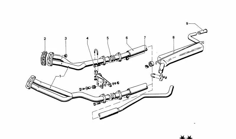 Silenciador trasero OEM 18121104503 para BMW E24, E28. Original BMW.