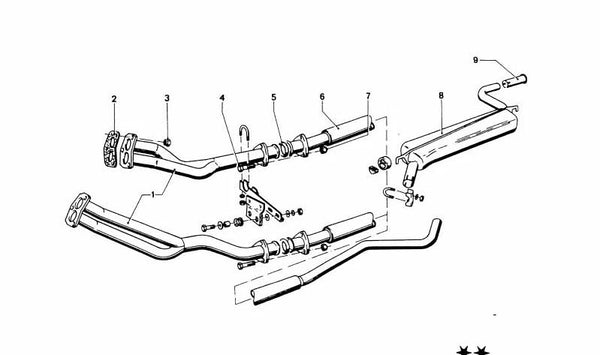 Silenciador trasero OEM 18121104503 para BMW E24, E28. Original BMW.