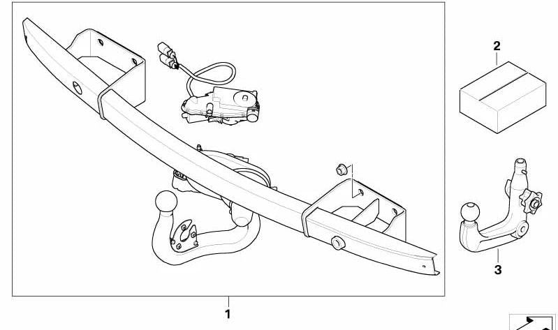 Cabeza de bola desmontable (enganche remolque) OEM 71606781658 para BMW E90, E91, E92. Original BMW.