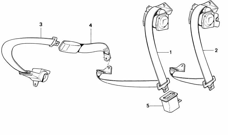 Cinturón de seguridad trasero derecho OEM 72118126522 para BMW E34. Original BMW.